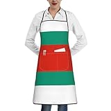TYUMH Schürze mit bulgarischer Flagge, verstellbare Schürze mit Taschen für Küche, Restaurant, Supermarkt, geeignet für Männer und Frauen