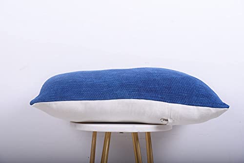Trade Star Authentic Boho Lumbar Pillow Cases Handmade Sofa Cushion Cover Ethnic Small Mudcloth Pillow Shams For Bed Decor Throw Pillow Cover (Indigo (Solid), 12 X 18 Inch) #TOP4