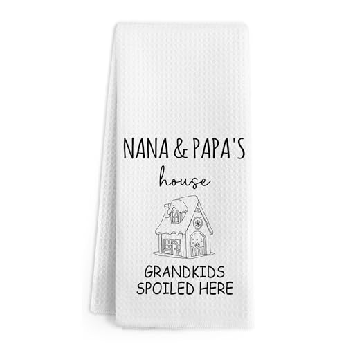 Gnmduw Nana and Papa Gifts Kitchen Towels Housewarming Gifts for Nana Papa from Grandkids Mothers Day Birthday Gift for Grandparents Grandparents Hand Dish Tea Towel for Kitchen Bathroom 16x24 in