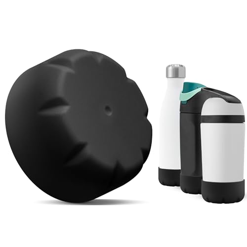 VIKIZUES Silicone Boot Compatible with Owala Kids Water Bottle 14/16 oz & S'well 17oz Water Bottle and More 12/17 oz Stainless Steel Water Bottles, Anti-Slip Bottom Protector Sleeve (Black)