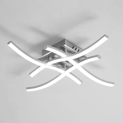 LED Modern Ceiling Light, Elegant Curved Design, 4 Built-in LED Boards, 24W 2700 LM 6500K Cool White Modern Ceiling Fixture for Living Rooms, Dining Room, Bedroom, Hallway and Corridor