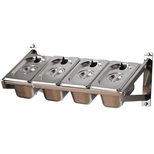 ZXHKZDX Acero Inoxidable Recipientes Retráctil Especias con Tapa Kit,Wall Mount Pieza Encimera Soportes Botes De Especia,Metal Cocina Condimentos Tarros(18.9X8.7X7IN)