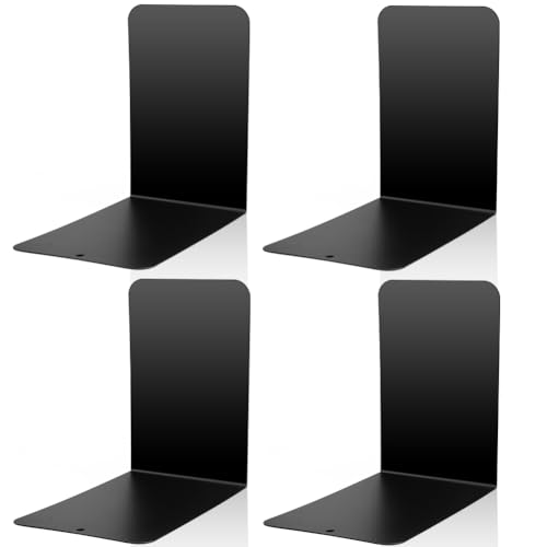 ブックエンド L型 本立て 4枚組 ブックスタンド 仕切りスタンド 倒れない 卓上本棚 卓上収納 デスク整理 ブラック