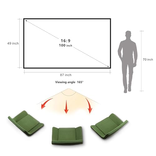 Écran de projection 100 pouces pliable 16:9 HD 4K argenté pour cinéma