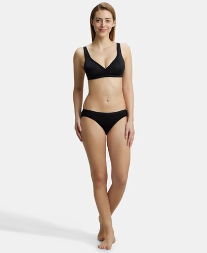 Image of Jockey 1820 Women Wirefree Non Padded Soft Touch Microfiber Elastane Stretch Full Coverage Everyday Bra with Stylised Mesh Panel