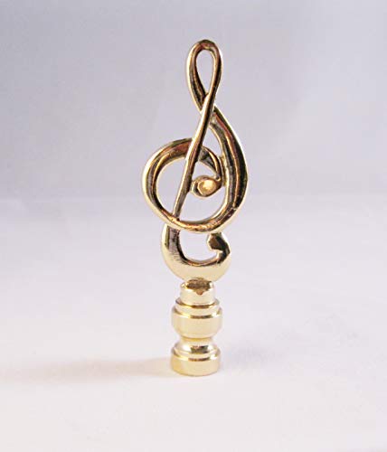 Image of Lamp Finial-Music Staff-Polished Brass Finish, Highly Detailed Metal Casting