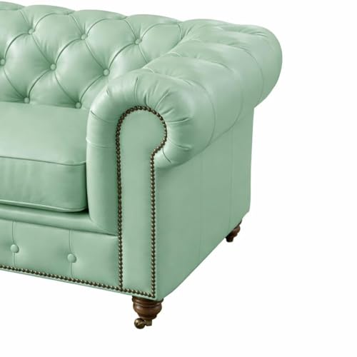 Image of Modern Classic Design Leatherette Luxury Chester Sofa Set with Button Tufted, Sofa for Living Room Home, Office, Hotel, Bar and Lobby (Mint Green, 2 Seater Sofa)