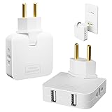 European Travel Plug Adapter, 2 Packs Canada USA to European Plug Adapter with 2 USB Ports & 2 American Outlets, Flat Wall Plug Adapter to Most of Europe (Type C)