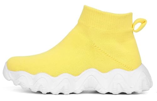 FUNCOS Slip On High Top Sneakers for Boys & Girls - Breathable Knit Walking Shoes, Lightweight Unisex Sports Sneakers with Arch Support2