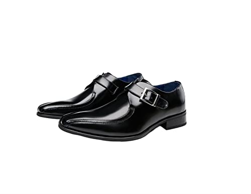 Shoes Dress Oxford for Men Slip On Monk Strap Bike Toe Leather Slip Resistant Block Heel Rubber Sole Non Slip Casual3