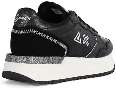 Sneakers Running Sun68 Big Ally Nero Donna - Pelle Scamosciata, Tacco 4.5 Cm, Con Lacci