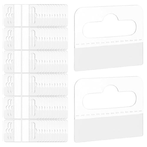 200 Pack Plastic Hang Tags Clear Slot Hole Self Adhesive Hanging Tabs Heavy Duty Clear Plastic Hang Tags Hook for Store Retail Display Tab