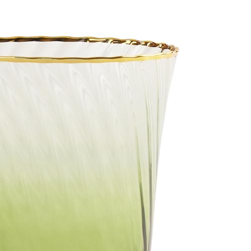 Image of Pure Home + Living Set of 2 Green Textured Drinking Glasses Ideal for Diwali Festival Gifting, Perfect for Party