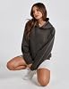 Sudadera con capucha básica de vellón para mujer, con letras, suelta, manga larga, bolsillo canguro, hombros caídos 3