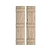 Ekena Millwork 11"W x 88"H Rustic Two Board Joined Board-n-Batten Hand Hewn Faux Wood Shutters (Per Pair), Primed Tan