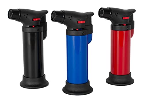 RevolutionLine - Mechero soplete de gas | Flambeador, gratinador repostería y cocina | Encendedor recargable con gas estándar | Regulador de potencia de la llama | Sistema seguridad anti encendido