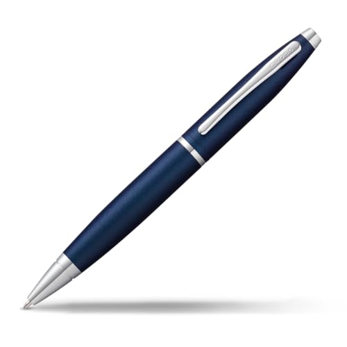 Image of Cross Calais Matte Metallic Midnight Blue Refillable Ballpoint Pen - Medium Point, Black Ink, Smooth Writing, Presented in a Luxury Gift Box