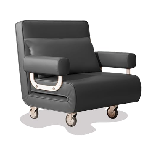 Sofa Cama Convertible con Ruedas, Silla Plegable con Respaldo y Almohadas Ajustables en 5 Posiciones, para Apartamentos de Habitación Pequeña(Black,186 * 55cm)