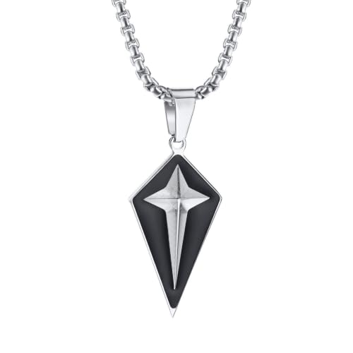 Collier pour hommes Cool Star pendentif géométrique double couche étanche en acier