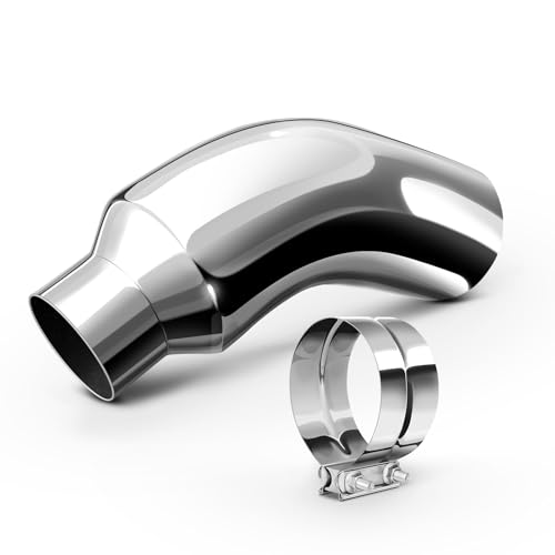 HILMITILE Exhaust Tip 5 Inch Diesel Exhaust Tip Elbow Tip with a Clamp 5 Inlet 8 Outlet Chrome Exhaust Tip for Pickups Trucks and Cars