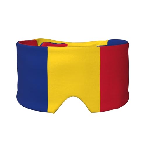 ルーマニアの国旗プリント スリープマスク 男女兼用 ソフトアイカバー 防音 睡眠用イヤーマフ ヘッドバンド 旅行 昼寝