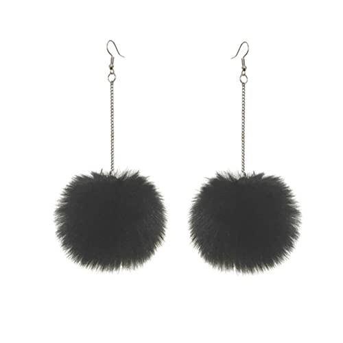 Colorful Faux Fur Fluffy Ball Earrings - Handmade Soft Plush Pom Pom Dangle Drop Earring for Women Winter Jewelry