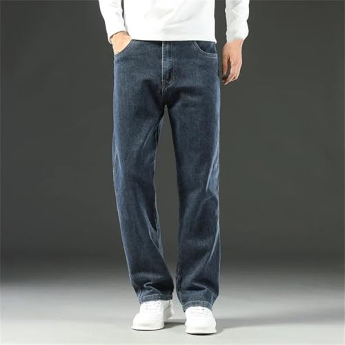 Men's Cotton Business Casual Jeans, High Waist Retro Straight Wide Leg Pants2