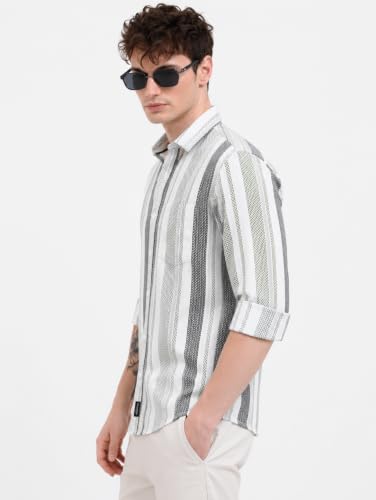 Image of Youth First Men's Cotton Blend Casual Shirt | Regular Fit Solid Full Sleeve Button Down Collared Shirts | Comfortable Formal Office Business Casual for Men
