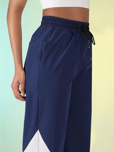 Image of CHKOKKO Women's Nylon Track Pants with Colorblock Design | Lightweight Breathable Sports Pant | Relaxed Fit Activewear for Workout, Training & Everyday Comfort