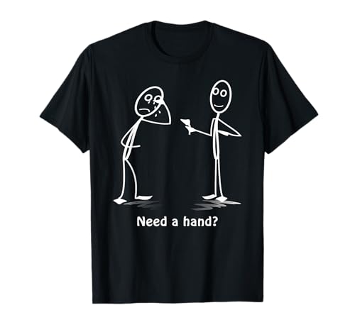 Divertente costume Stickman con scritta "Need A Hand?" Maglietta