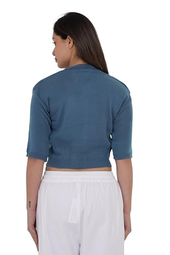 Image of Women Winter Wear V-Neck Half Sleeves Regular Fit Woollen Blouse