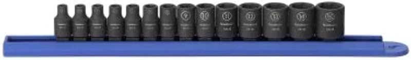Jogo de Soquetes de Impacto Métricos GEARWRENCH com Encaixe de 6 Pontos e Acionamento de 6,35 mm, 14 Peças