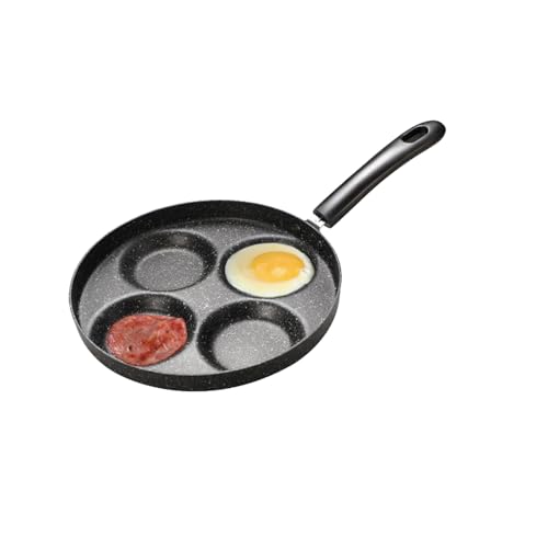 Unoschrim Egg Frying Pan 4-Cup, Nonstick Aluminium Egg Pan with Bakelite Handle, Multi Breakfast Frying Pan for Eggs, Steaks, Pancakes or Burgers, Gas Stoves Compatible, Safe and Non-Toxic