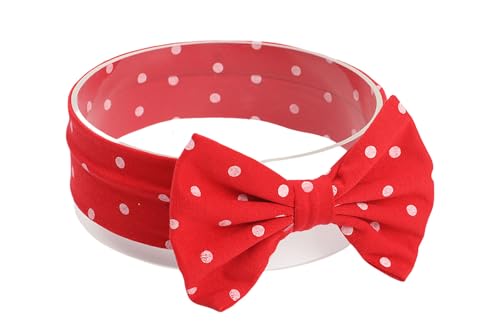 Koolgil Baby Girl's Cute Polka Dot Printed Bowknot Soft Cotton Headband Toddler Hairband (Red, One Size)