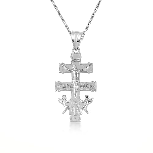 Claddagh Gold .925 Sterling Silver Caravaca Angels Cross Crucifix Pendant Necklace and Pendant Only