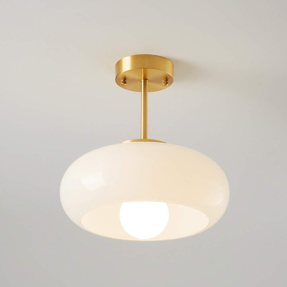 LYMSXAZOU Nordic Minimalism Antique Orange Glass Semi Flush Mount Corridor Ceiling Light Close To Fixtures Creamy Shade Lamp For Hallway