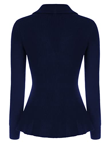 Image of Belle Poque Women Vintage Cardigan Sweater Shawl Lapel Button Down Sweater Outwear Coat
