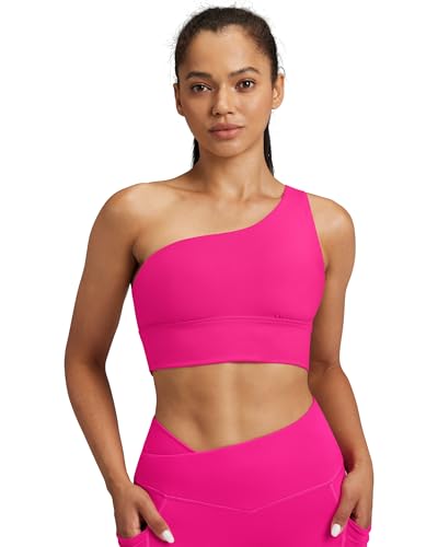 Image of Queenie Ke Womens One Shoulder Sports Bra Left Side Strap Yoga Bras Gym Training Workout Crop Tops
