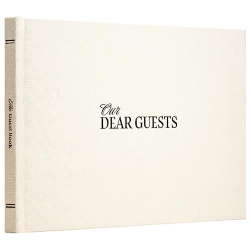 Kunitsa Co. Wedding Guest Book - Blank Sign in Book for Special Occasions, Oat Linen Cover