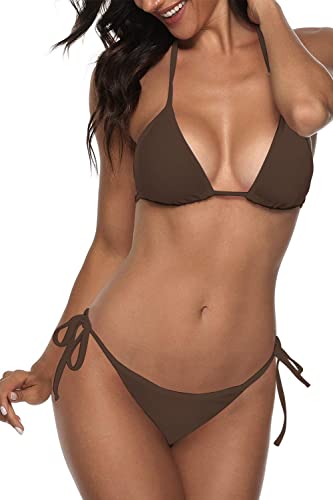 Image of Women Two Piece Swimsuit Sexy Swimwear Halter String Triangle Bikini Sets