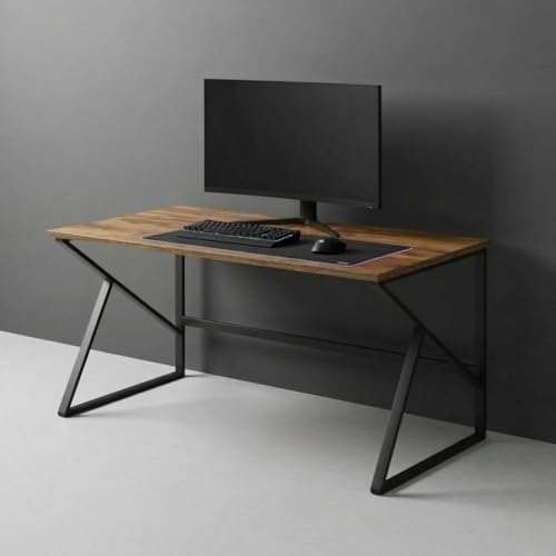 Image of Amazon Brand - Solimo Desktop Computer Table for Work & Study | Office Desk, Work Table, Gaming Table for PC (140 CM - Forest Dark, DIY Installation)