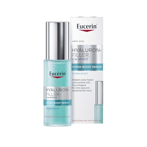 Eucerin Hyaluron-Filler + 3x Effect Hydra Boost Serum 30 ml, erfrischendes Anti Age Gesichtsserum spendet 24h Feuchtigkeit, Feuchtigkeitspflege mit Hyaluronsäure und Glycerin