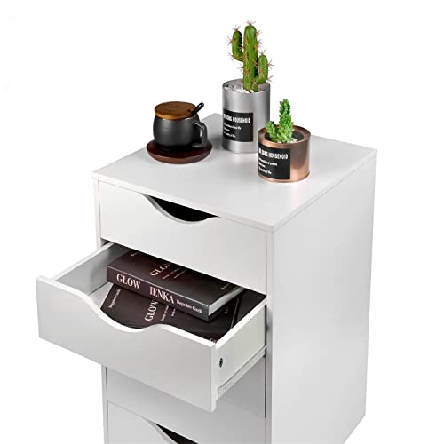 Edgewood 5 Drawer Filing Cabinet Storage File Wood Organizer Dresser Chest, 16"D X 16"W X 26"H, White #TOP6