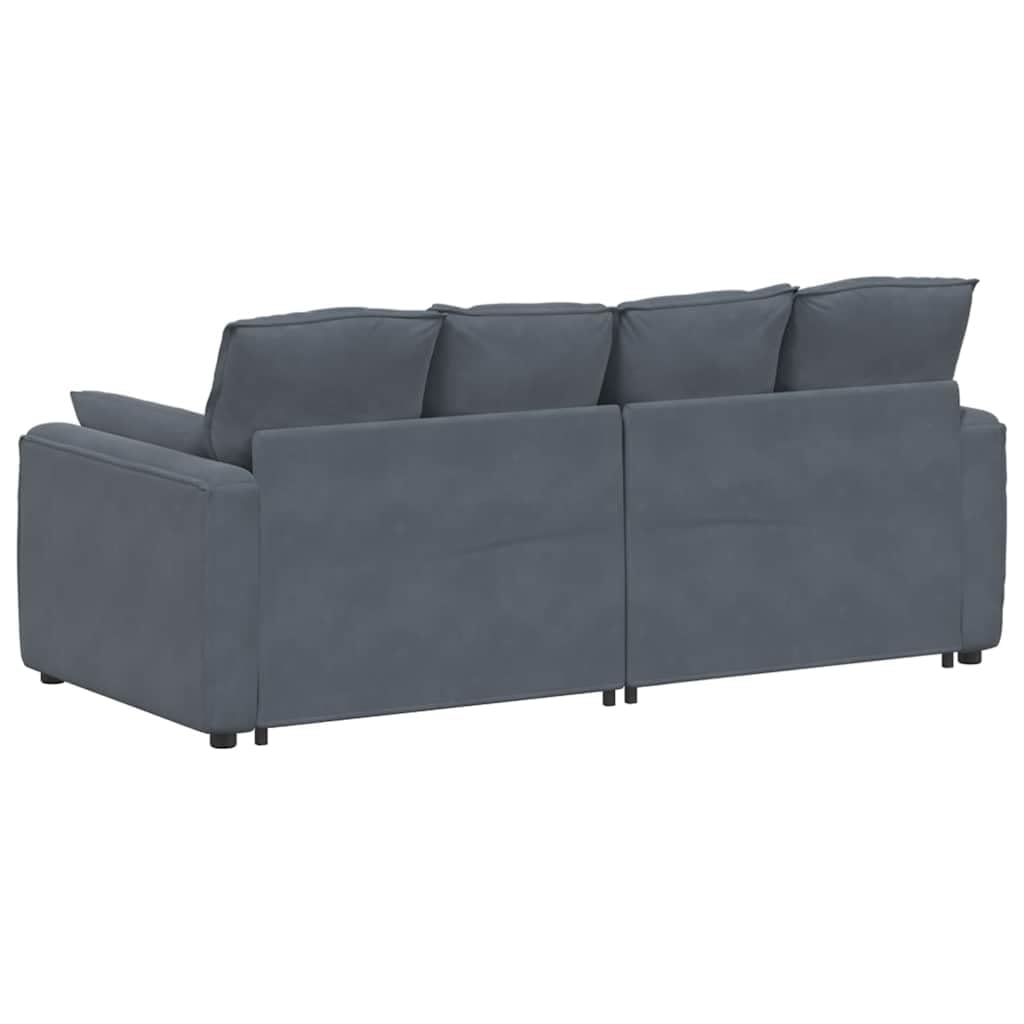 Sofa modułowa ciemnoszara z poduszkami, aksamit 100% poliester, metalowa rama, 224 x 105 x 64 cm, 2 elementy siedzenia, sofa modułowa, zestaw wypoczynkowy do salonu i pokoju gościnnego
