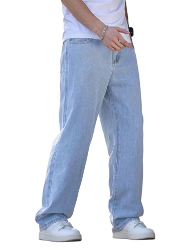 Image of dockstreet Men Baggy Denim Jeans in Pure 100% Cotton Denim || Stretchable (Jet Black) and Stretchable (Colored) Jeans || Unisex Designs||Jeans||
