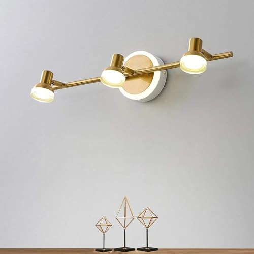 Image of Glowave Classic Metal Golden 3 LED Light with Adjustabe Head Mirror /Vanity /Bathroom /Picture Light - Tricolour (Warm White, White, Natural White)