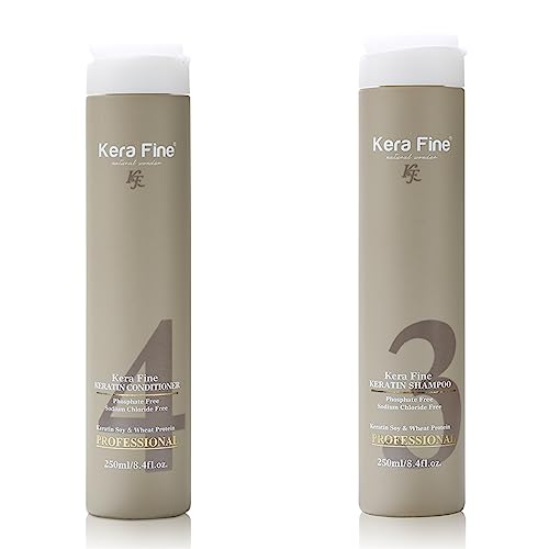 KERA FINE SHAMPOO & CONDITIONER COMBO PACK | 250ML+250ML | SULFATE FREE| PARABEN FREE | PHOSPHATE FREE, SODIUM CHLORIDE FREE | ULTRA SHINE HYDRATING SHAMPOO | KERATIN SOY & WHEAT PROTEIN.