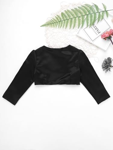 Kids Girls Satin Shrug Open Front Bolero Cardigan Jacket Wedding Bridesmaid Party Flower Dress Cover Up4