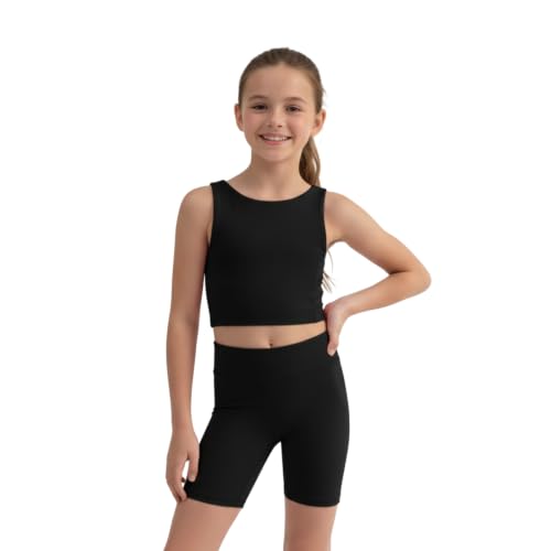 Image of WELAKEN Girls 2 Piece Athletic Crop Tank Top and Biker Shorts Set