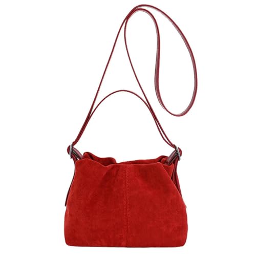 Gyios Bolso Bandolera Mujer para con Correa Ajustable, Cordón Superior, Asa, Bolsos De Hombro, Viaje, Invierno, Otoño-Rojo